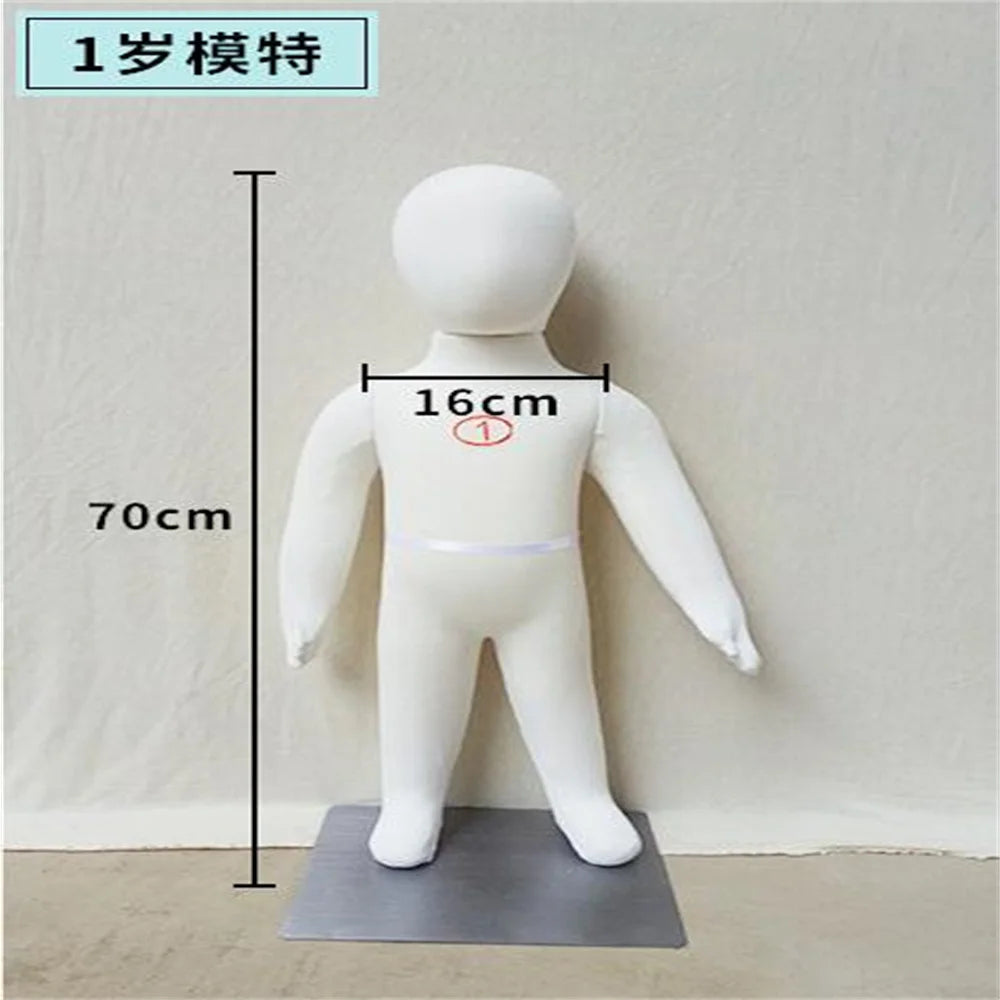 Baby Full Child Hand Mannequins, Soft Body Display, Can Bend with Cotton Fabric, Flexible Cloth, Iron Base, Wholesale, 1-4 Yrs