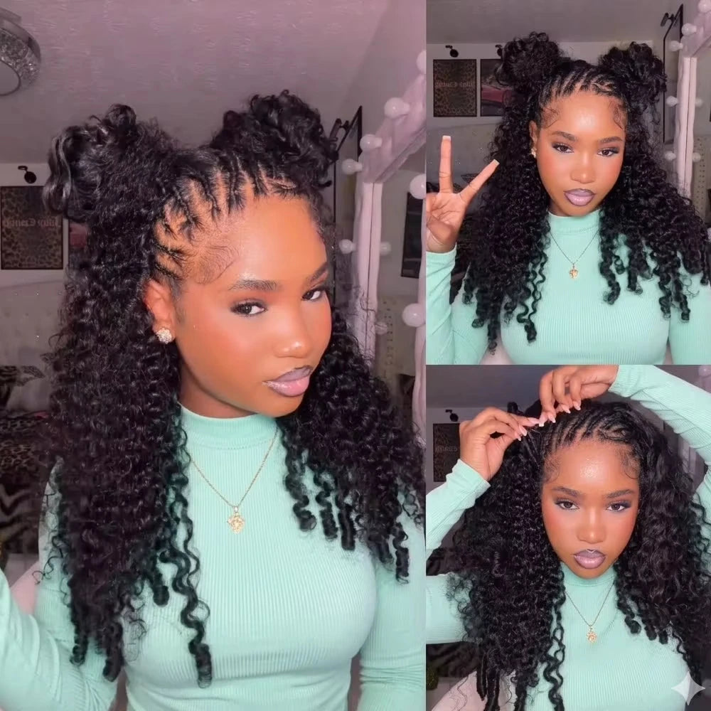 Burmese Curly Human Hair 3 IN 1 Half Wigs Glueless Wig Human Hair For Women Half Wig Drawstring Headband Wig Brazilian Hair