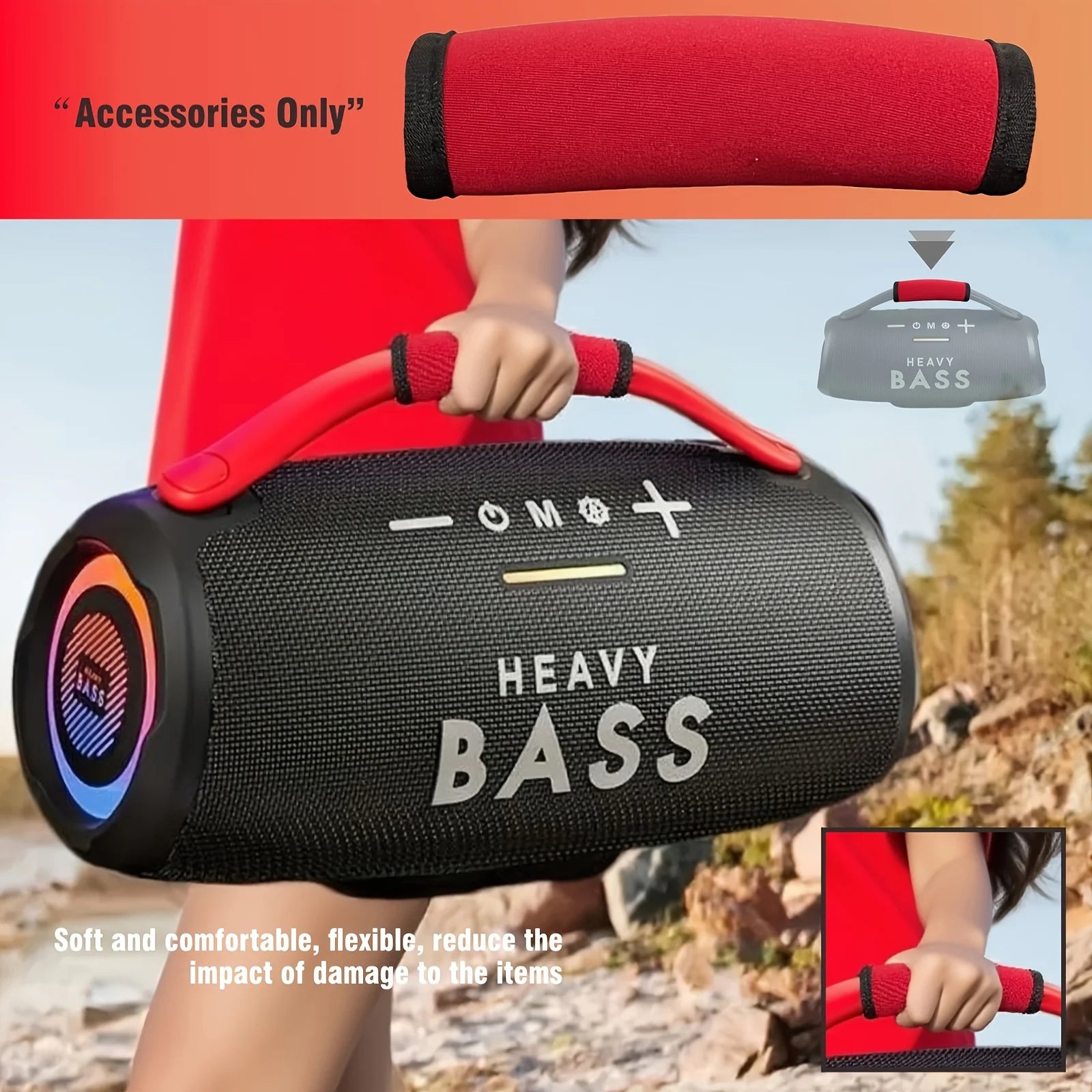 Heavy-Duty Subwoofer Handle Wrist Strap - Red Fabric Car Stereo Accessory with Non-Slip Grip, Compatible with Car Amplifier Spea