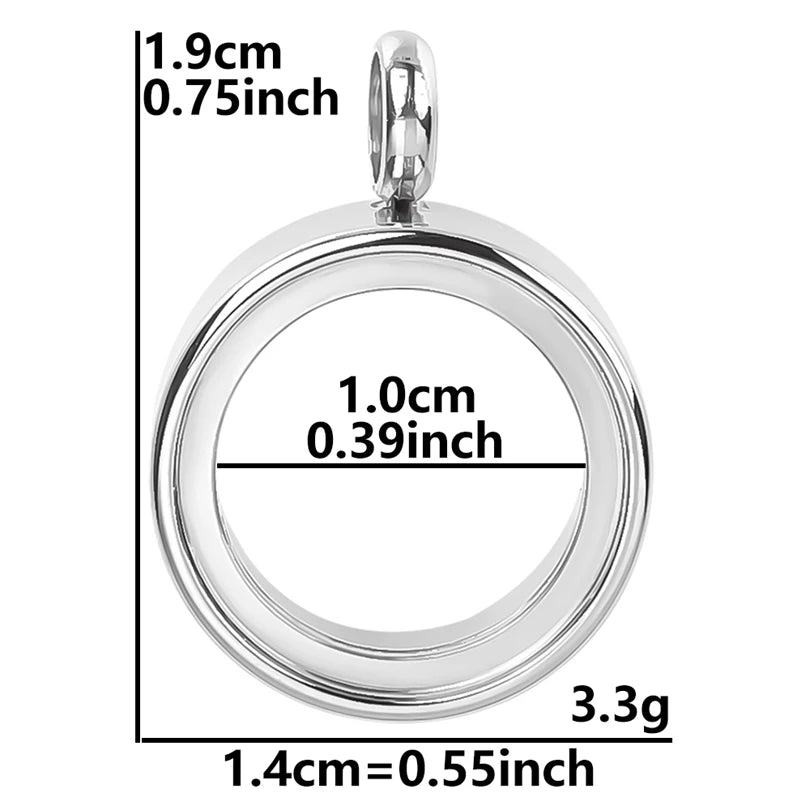 1Pc Stainless Steel Round Reliquary Photo Coin Holder Locket Pendant Openable Glass Cremation Urn Relicario Colgantes Jewelry