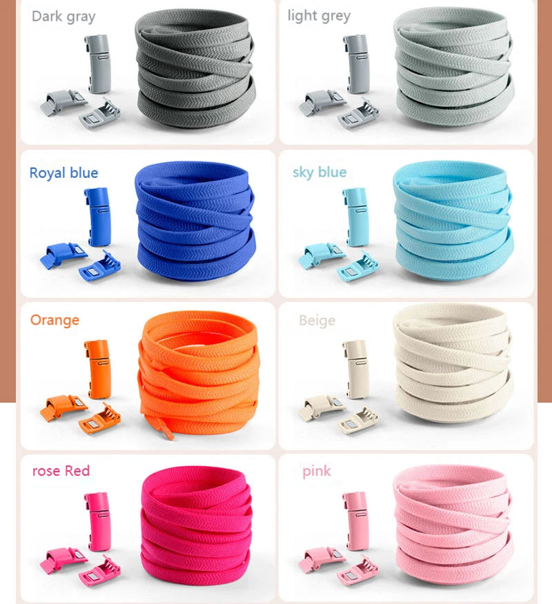 Magnetic Lock Shoelaces without ties Colorful Elastic Laces Sneakers No Tie Shoe laces Kids Adult Flat Shoelace Rubber Bands