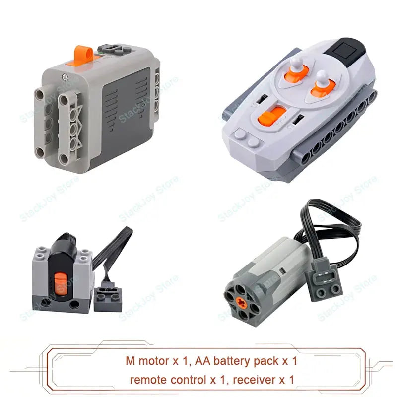 MOC Power Functions M/L/XL Motor Battery Box IR Remote Receiver for RC Car Robot Model Building Blocks Technical Modified Parts