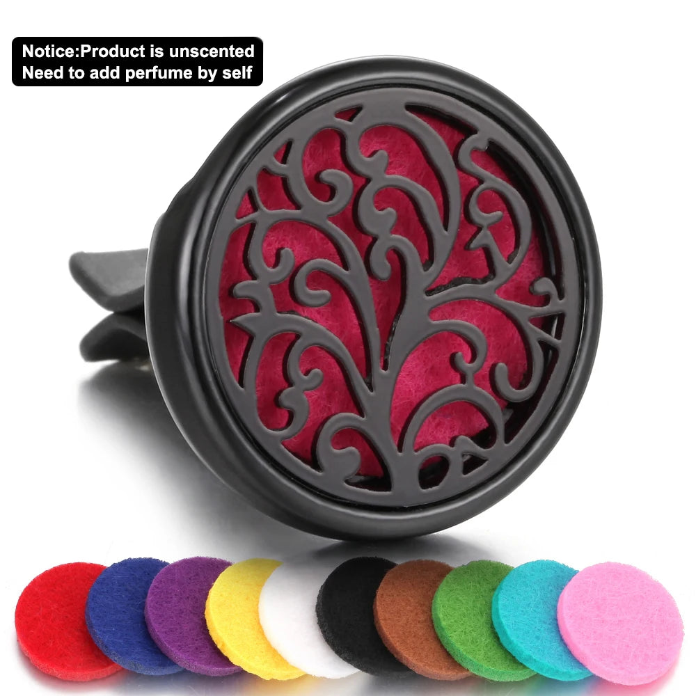 Black Perfume Diffuser Clip Auto Vent Car Air Freshener Alloy Stainless Steel Aroma Aromatherapy Essential Oil Diffuser Locket