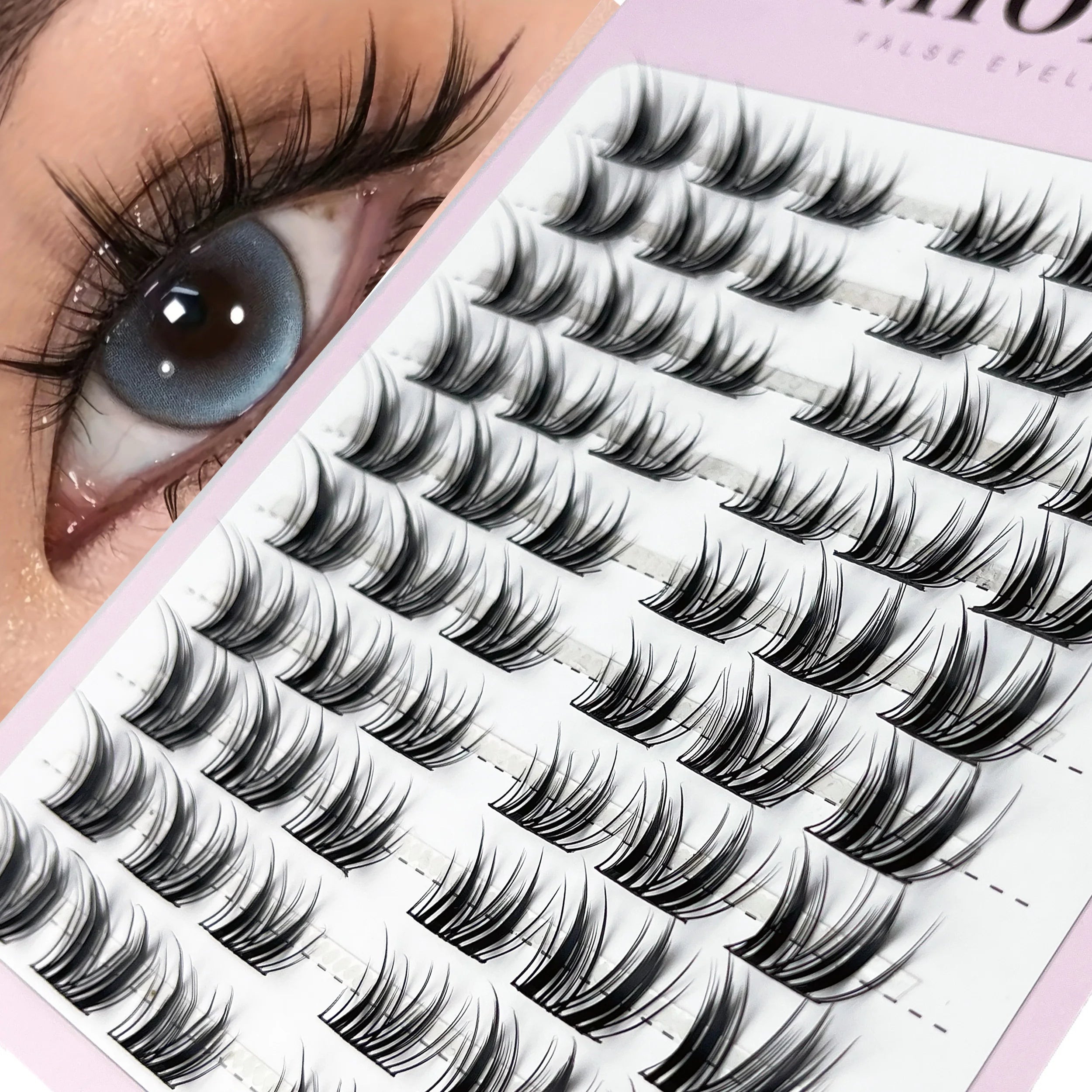 1/box 120 bundles Mink False Eyelash Natural Fishtail Lash 3D Russian Individual Eyelash Extension Cluster Makeup Tool Wholesale