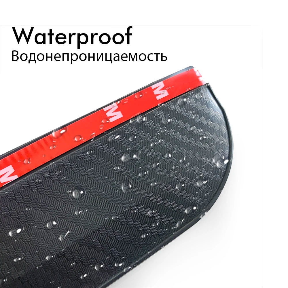 2PCS Car Rearview Mirror Rain Eyebrow Carbon Fiber Sun Visor Shade Cover for Rearview Mirror Protector Clear Vision Safe Driving