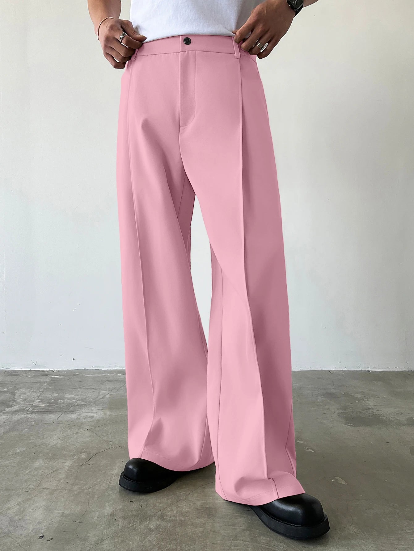Men's High Waist Wide Leg Suit Pants Casual Loose Straight Leg Dress Pants Formal Business Streetwear Black Trousers S-2XL 1 Pie