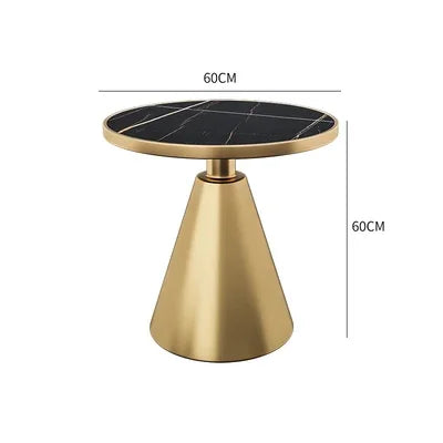 Luxury Round Side Table with Marble Top and Metal Base Modern End Table for Small Space Living Room Bedroom Hotel Use