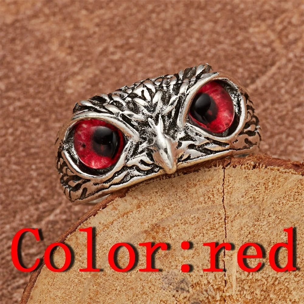 Rare Vintage Owl Carved Tibet Silver Ring for Men Cute Animals Youth Gothic Adjustable Fashion Women Jewelry Accessories Gifts