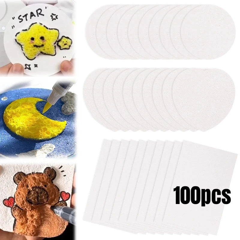 5/100Pcs 3D Drawing Magic Canvas Sponge with Water Brush DIY Art Foam Texture Painting Paper Kids Birthday Party Christmas Gifts