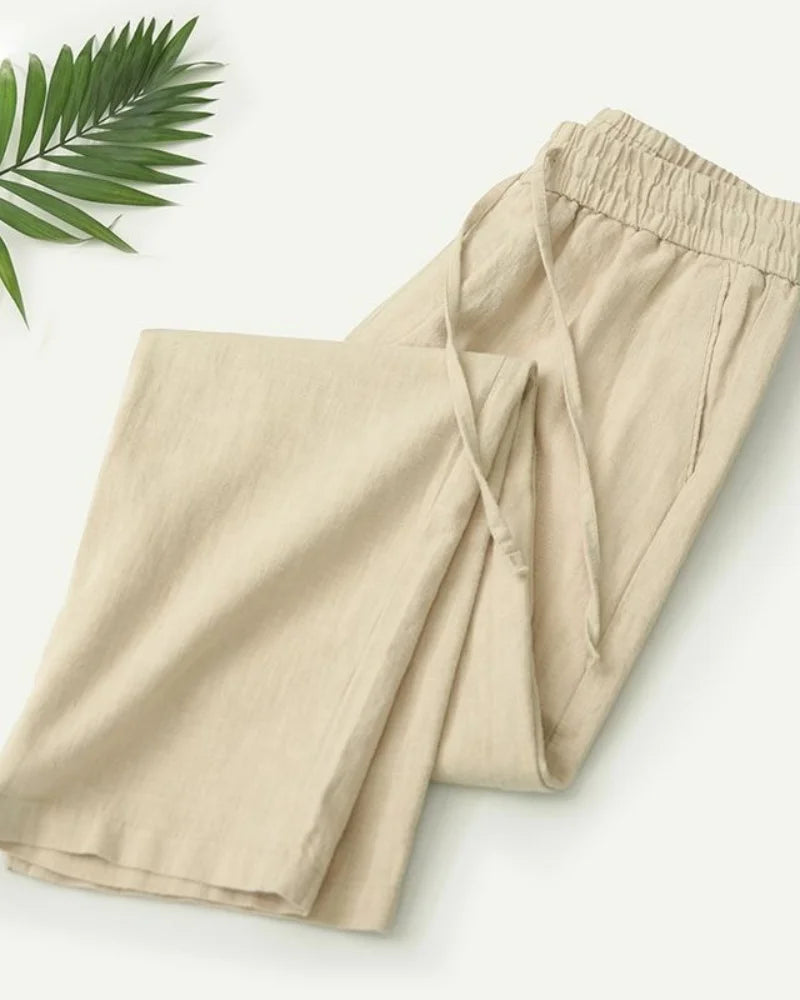M-4XL Men's Cotton Linen Streetwear Pants Casual Loose Fit Summer Sweatpants Breathable Comfortable Long Trousers Home