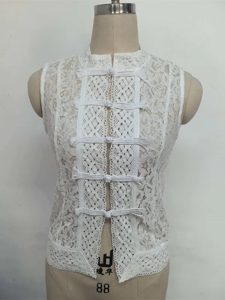 Ladies Vintage Lace Blouse Shirts Women Summer Hollow Out Casual Sand Collar Elegant Embroidery Puff Sleeve Sexy Top Shirts