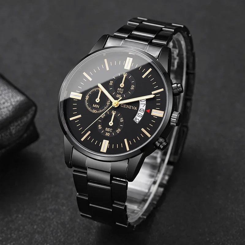 Luxury Stainless Steel Men Calendar Quartz Watch Fashion Mens Business Watches for Man Clock Reloj Hombre