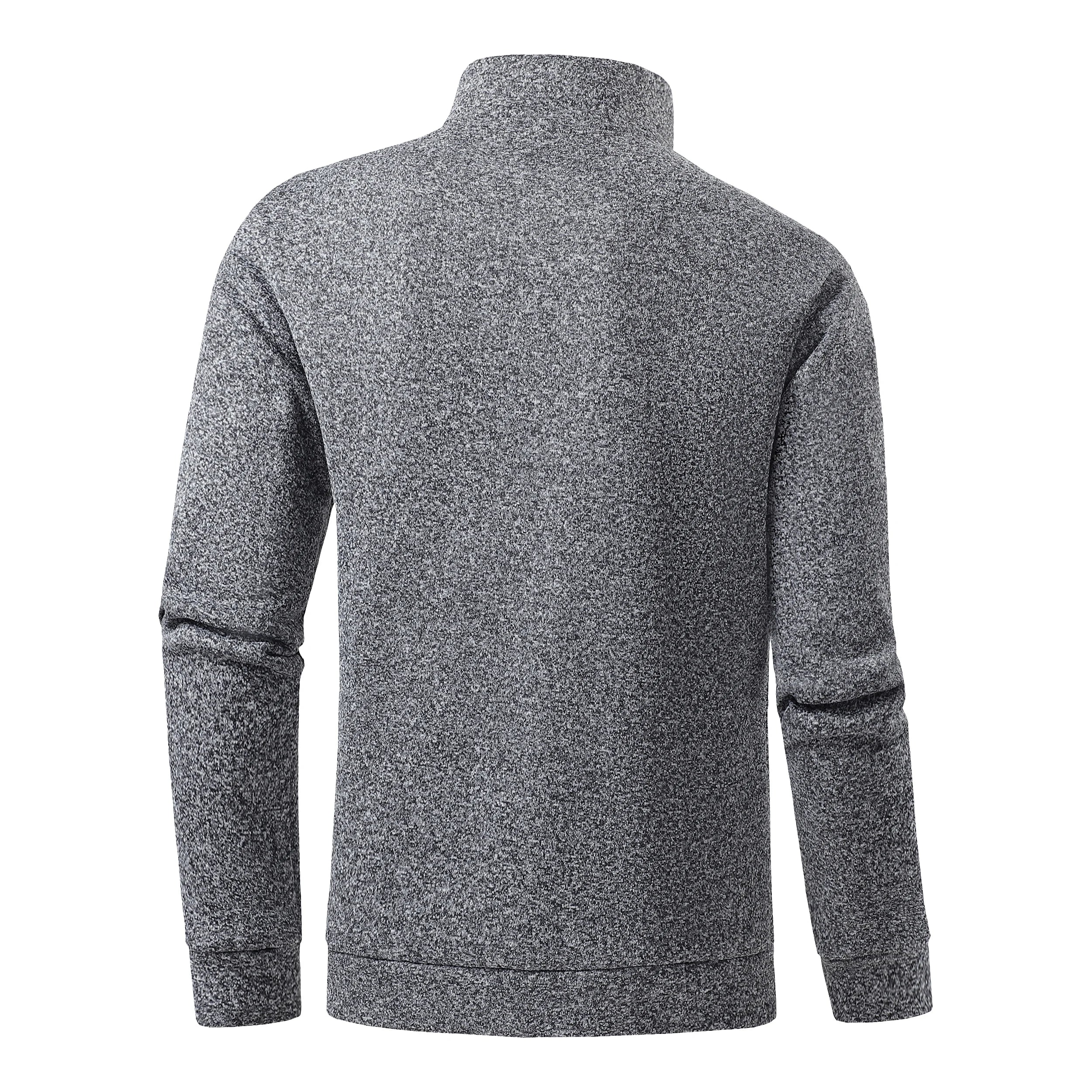 Autumn Men's Half-Zip Sweatshirts, Long-Sleeved Solid Color Pullovers, Turtlenecks, Streetwear, Winter Warm Jackets, Sports Coat