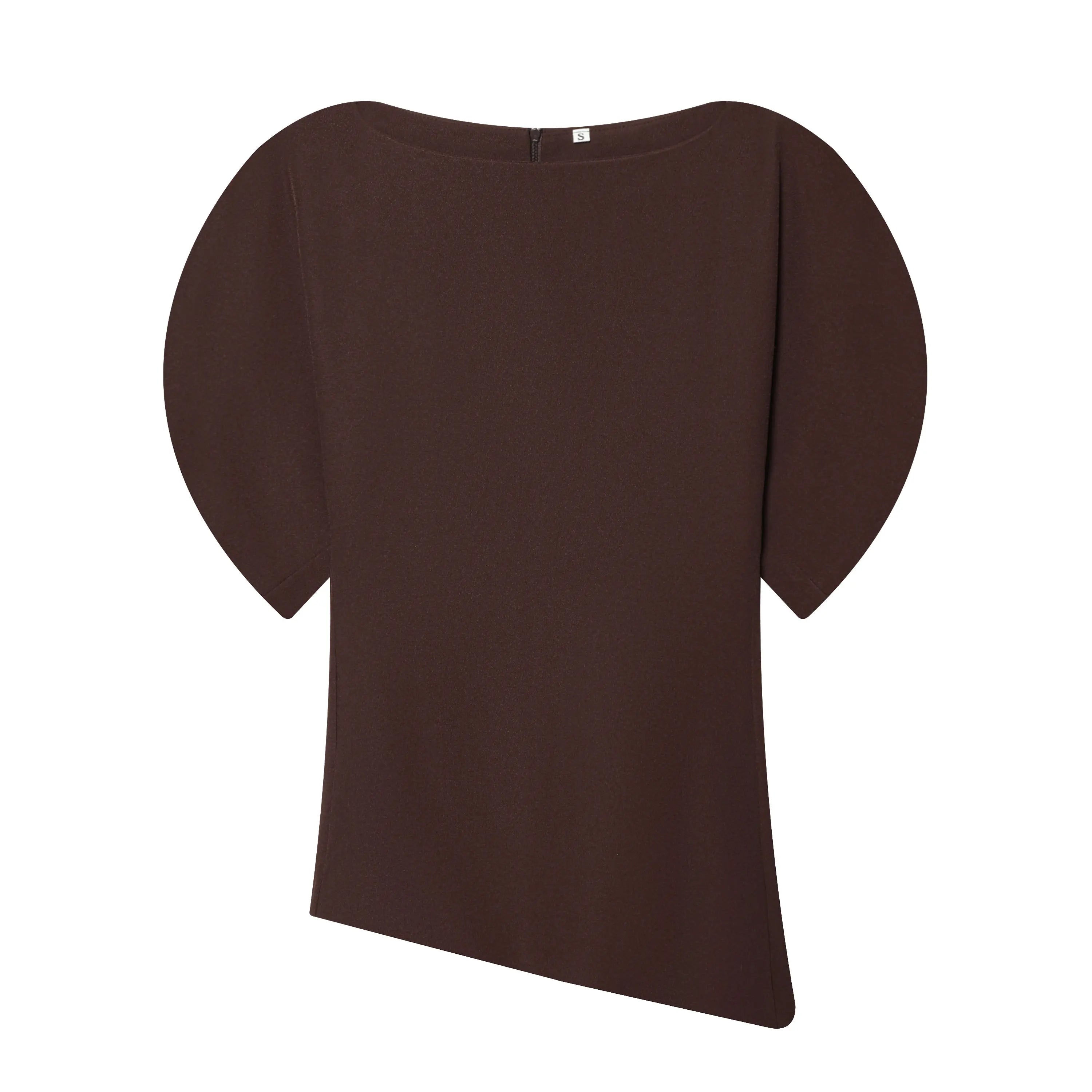 HH Women Elegant Solid Puff Sleeve Blouse Asymmetrical Hem O Neck T-Shirts 2026 Spring Fashion Female Streetwear Y2K Tops