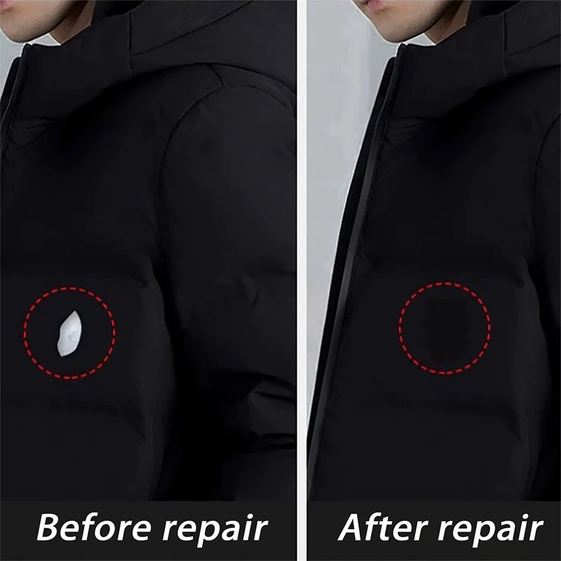 Universal Black Self-Adhesive Fabric Repair Patch (2-Piece) – No-Cut Instant Fix For Down Jackets & Coats