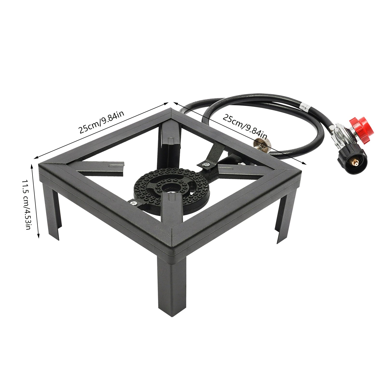 Outdoor Gas Stove Propane Cooker with Adjustable 0-10PSI，8000W Black Camping Portable Single Burner Stove