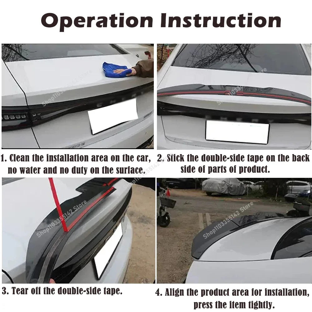 Universal 3pcs Sedan Rear Trunk Tail Rear Wing Spoiler 46.06-50.0inch Adjustable DIY Refit Boot Wings Spoiler Car Accessory