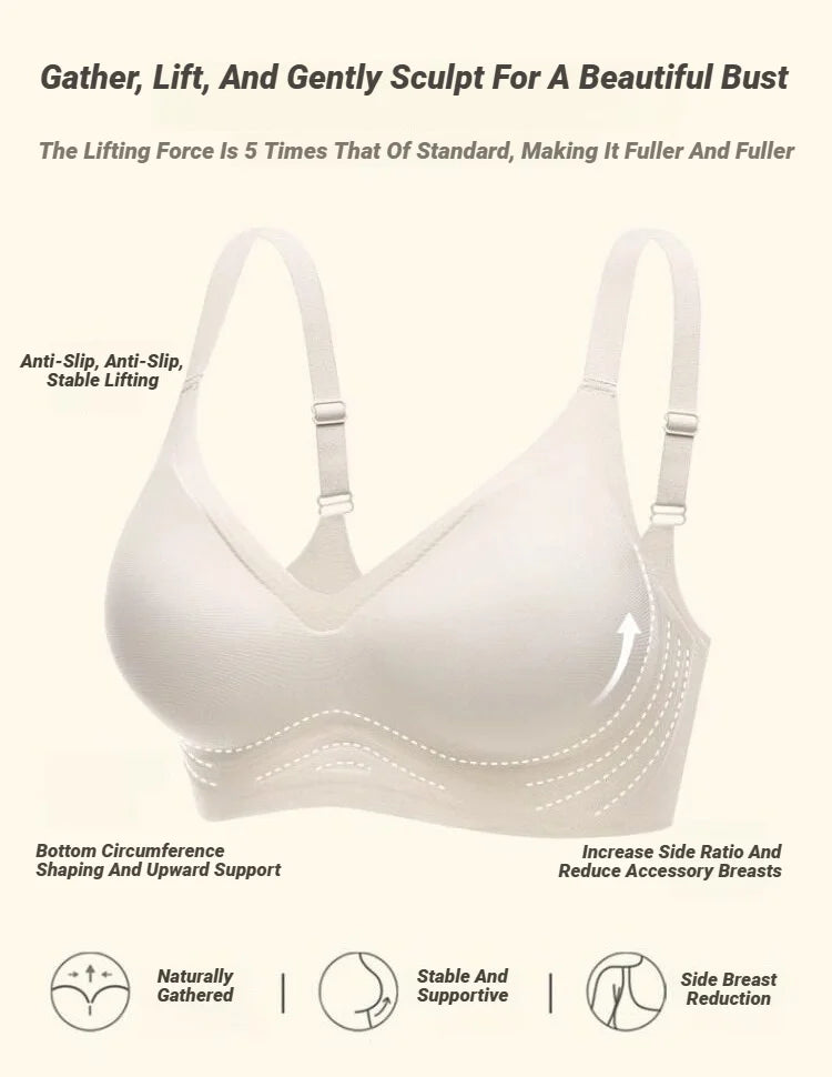 Small Breast Seamless Bra Women'S Push-Up Comfortable Non-Underwire Soft Support Closed Underwear For Women With Breasts No Rims