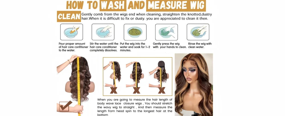 13x4 HD Highlight Body Wave Lace Front Wigs Human Hair For Women Glueless Pre Plucked 4/27 Colored 200% Density With Baby Hair