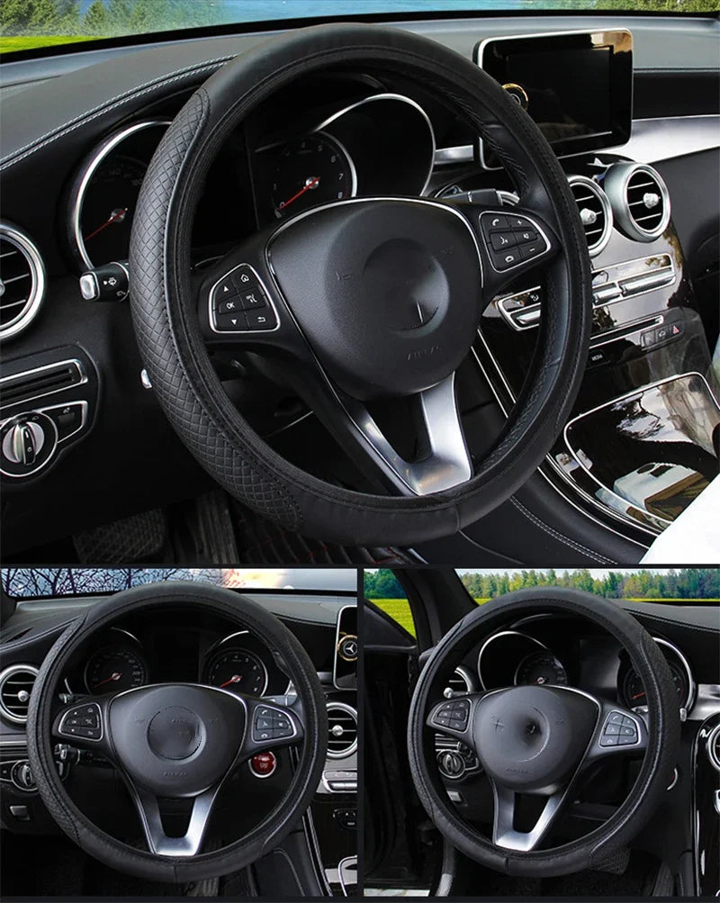 Universal Car Steering Wheel Cover Skidproof Auto Steering- Wheel Cover Anti-Slip Embossing Leather Car-styling Car Accessories