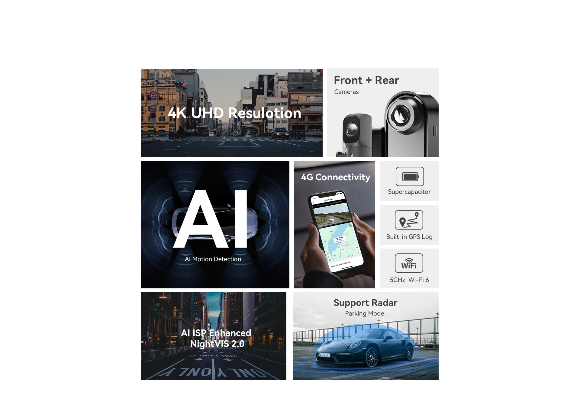 DDPAI N5 Dual 4K HDR Dash Cam Front Rear AI NightVIS Camera WiFi 6 GPS ADAS Voice Control 24H Parking Mode Car DVR