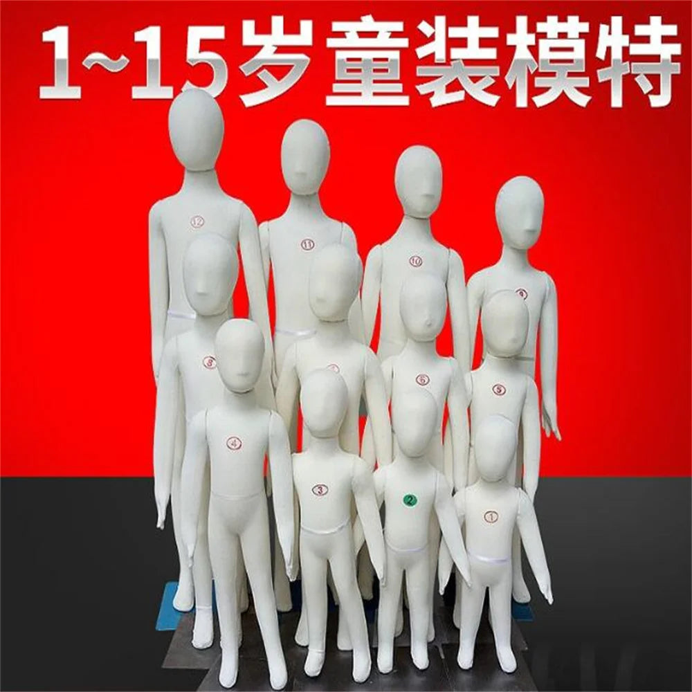 Baby Full Child Hand Mannequins, Soft Body Display, Can Bend with Cotton Fabric, Flexible Cloth, Iron Base, Wholesale, 1-4 Yrs