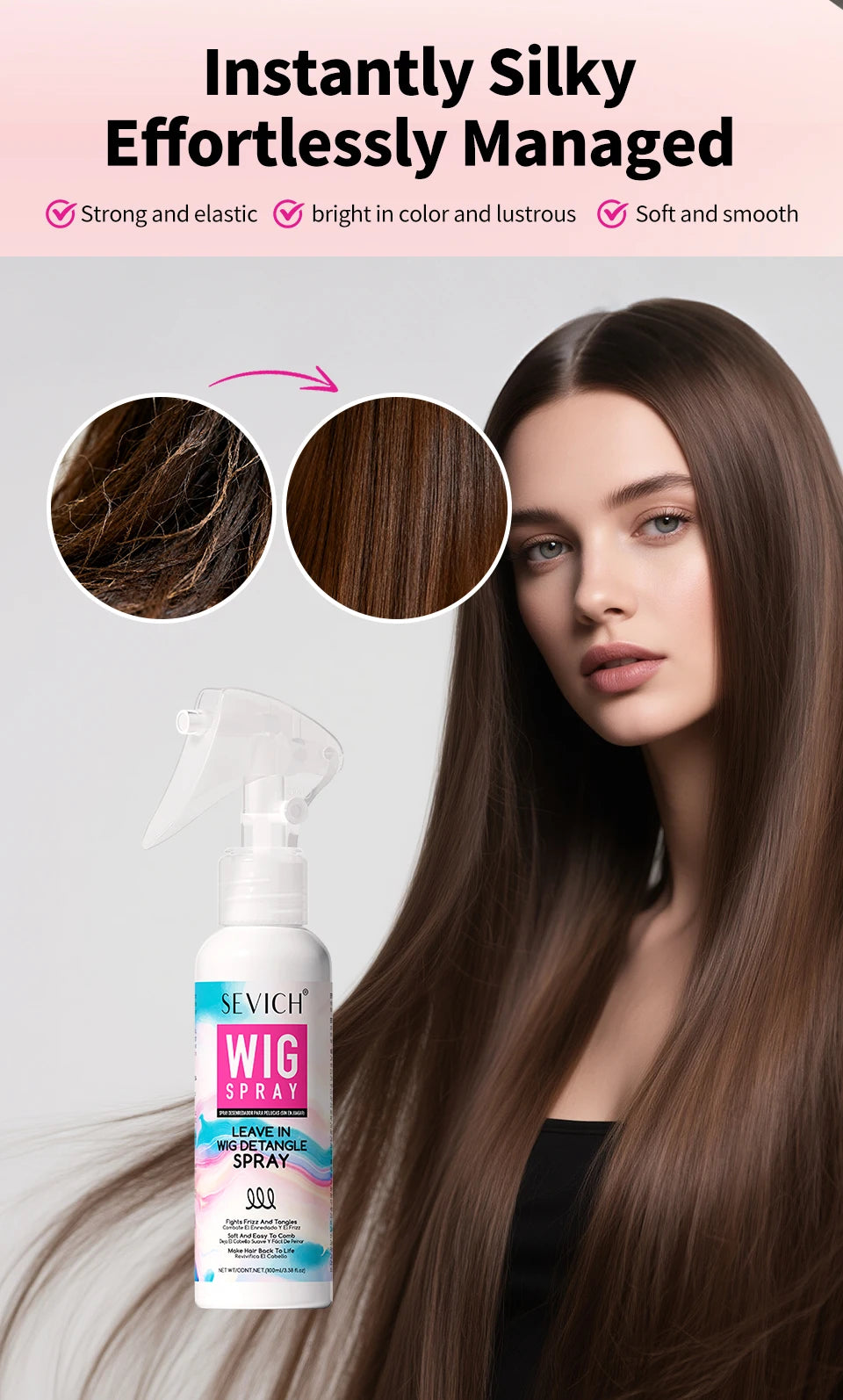 Wig Spray 100ml Moisturizer Care Spray for Wig Keratin Soft Smooth Frizz Damaged Repair Hair Mask Leave-in Conditioner Hair Care