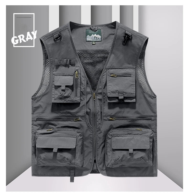 FGKKS Men Multi Pockets Vest Men's New Breathable Outdoor Fishing Vest Quality Design Leisure High Tech Male Jacket