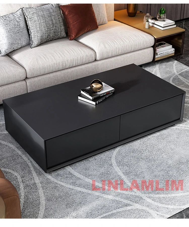 Modern White Living Room Furniture Set, Coffee Table and TV Stand with Storage Cabinets, Contemporary Entertainment Center Set
