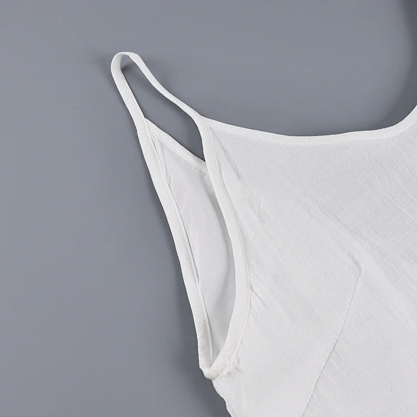 HiLoc Casual Loose White Long Dress Robe 2025 New Summer V Neck Dresses For Women Spring Sleeveless Straight Robes Nightgown