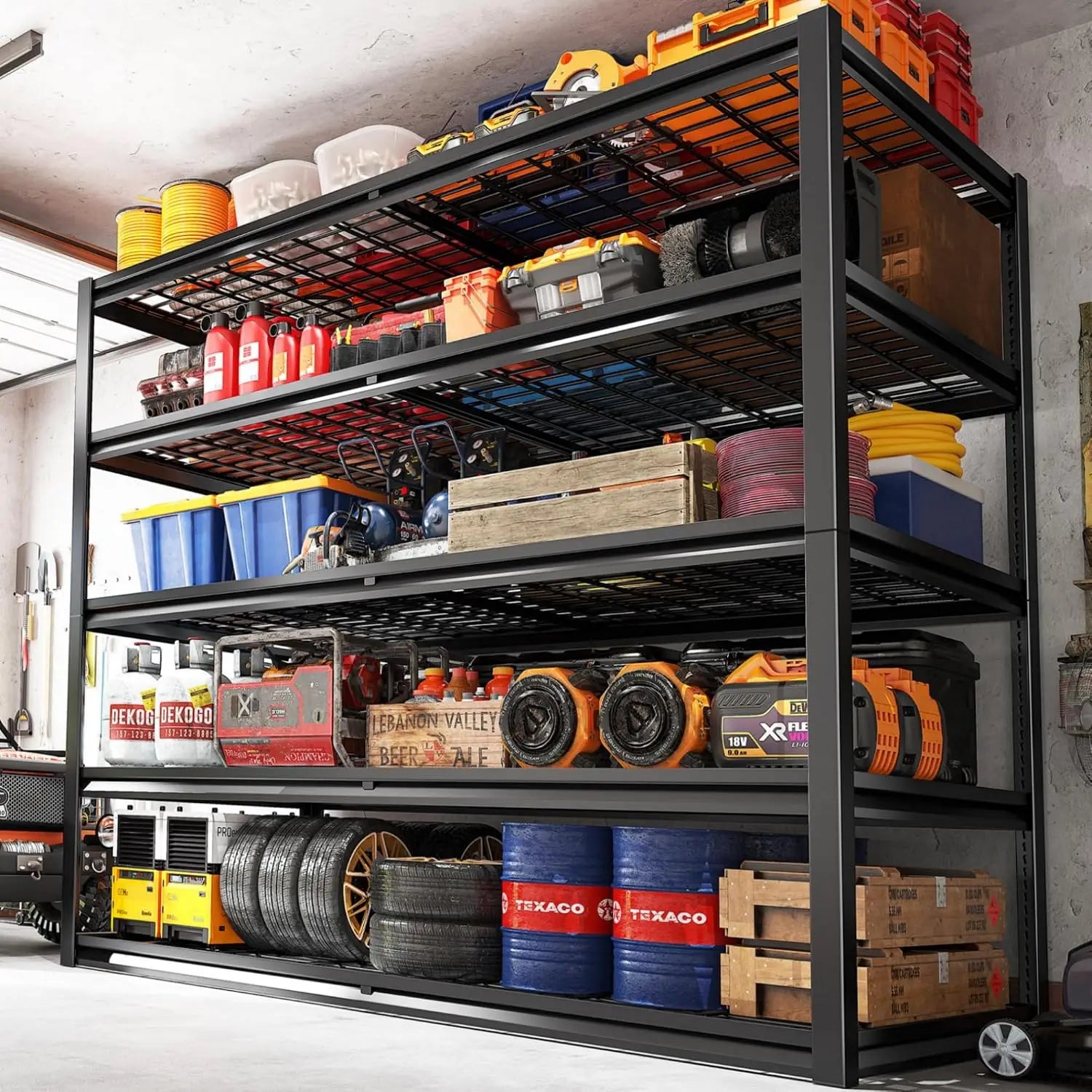 5 Tier 26" D Storage Shelves for Garage Basement Warehouse | 55.2" W x 26" D x 78" H, 3000lbs,grid design,Resist, Customized