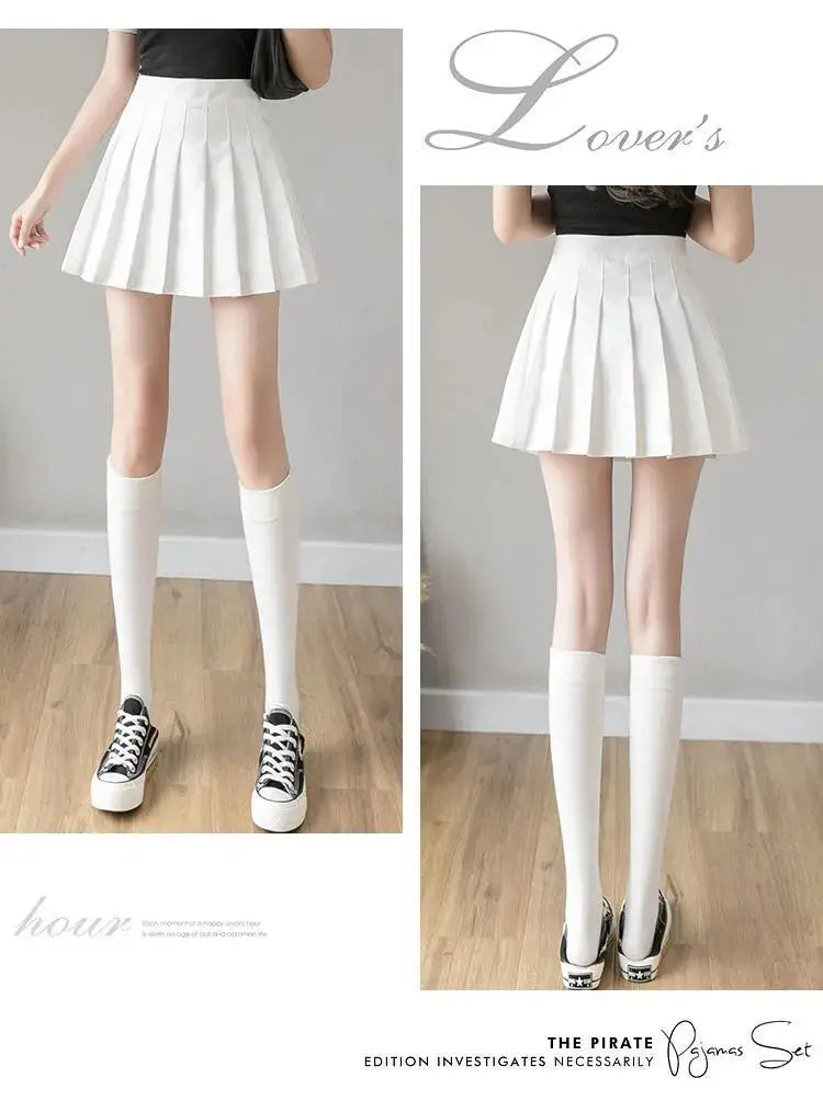 2025 High Waist Skirt Womem Solid Black Preppy Pleated Mini Skirt Summer Fashion Korean A-Line Short Skirt Girl Y2k Cute Skirt