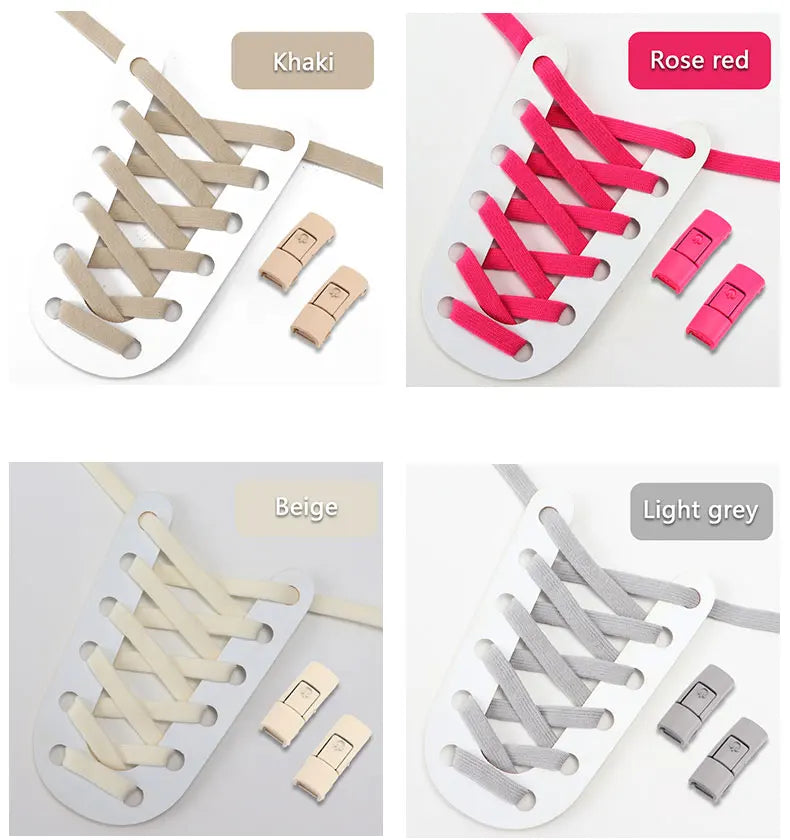 Press Lock Shoelaces Without ties Colorful Lock Elastic Laces Sneakers Kids Adult Flats No Tie Shoe laces for Shoes Accessories