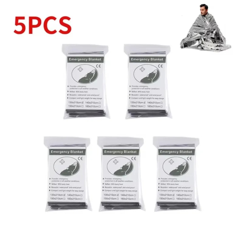 5-30Pc Outdoor Emergency Gold-Sliver Survival Blanket Waterproof First Aid Rescue Curtain Foil Thermal Military Blanket130X210Cm