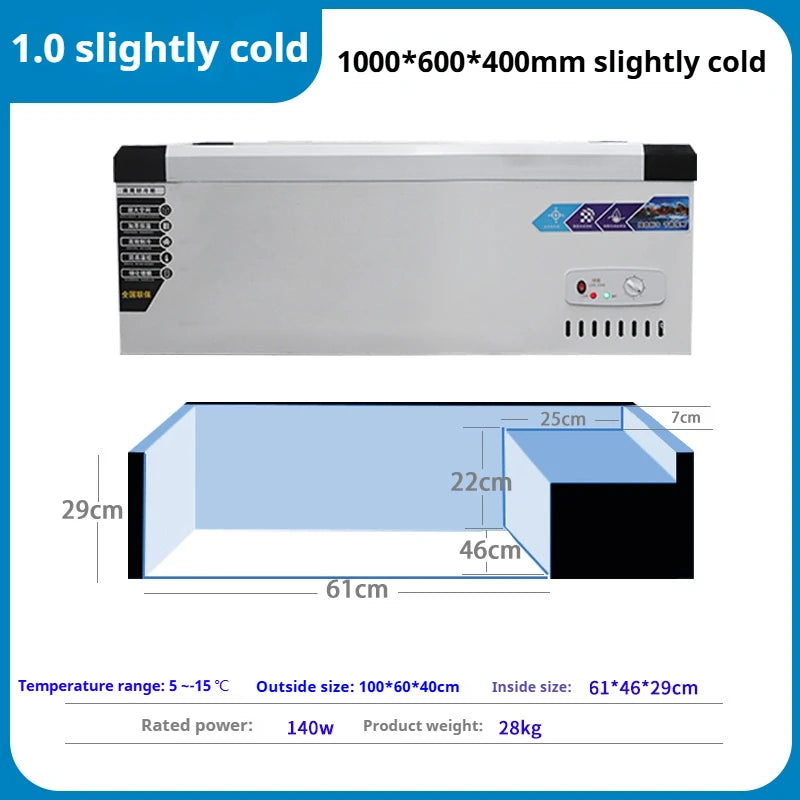 Commercial Refrigerator Freezer Countertop, 140W Portable Display Fridge for Food Stall with 3-Color Lights & Copper Tube Cool