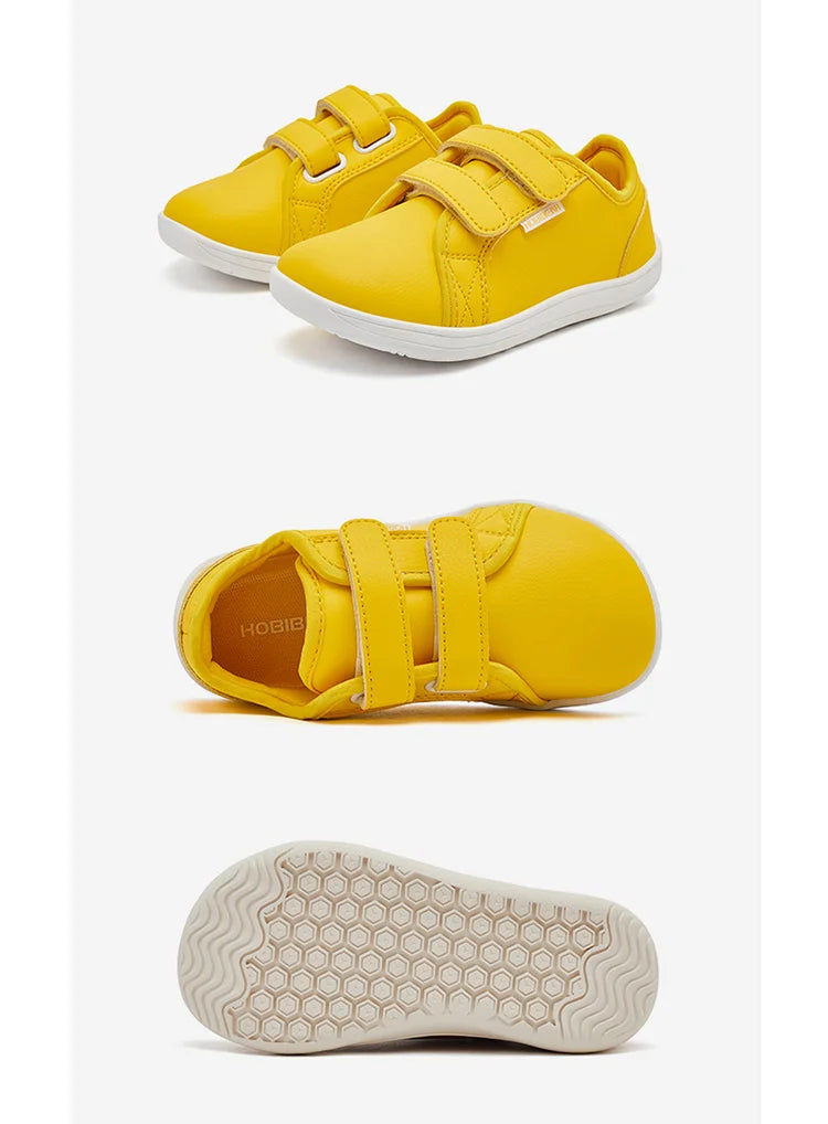 HOBIBEAR Kids Barefoot Shoes Little/Big/Kid Wide Toe Minimalist Sneakers Lightweight Hook Loop Artificial Leather Shoes