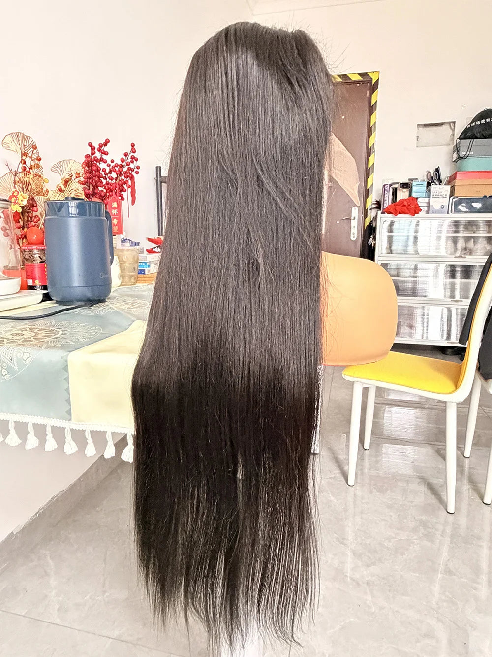 13x4 Bone Straight 250% Density Human Hair Wig 13x6 HD Lace Frontal Wig 40 Inch Natural Black Glueless Lace Front Wig for Women