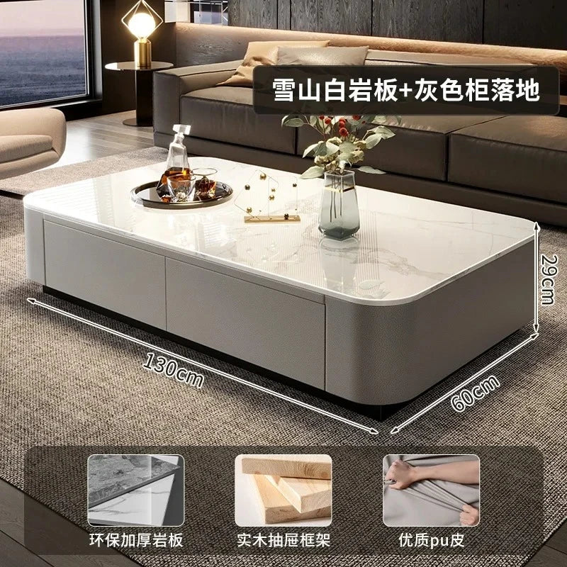 Luxury Marble Effect Coffee Tables Modern Design Square Storage Coffee Tables Minimalist Aesthetic Stolik Kawowy Home Furniture