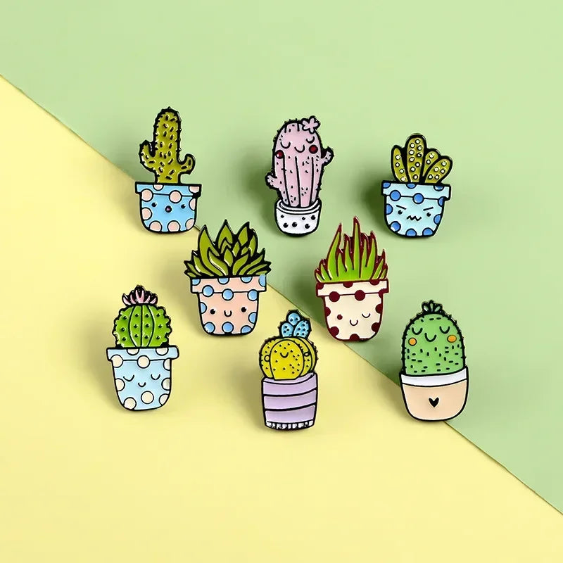 Cactus cactus balls succulent Enamel Pin Brooch Cartoon Women Men Denim Jackets Lapel Pins Backpack Badges Kids Fashion Jewelry
