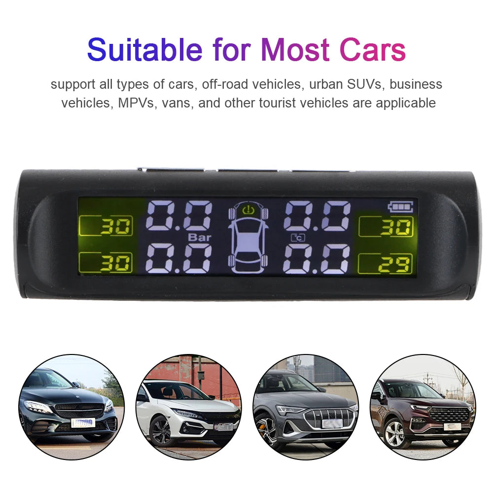 Car Tire Pressure Monitoring System Car Tyre Pressure Monitor Tyre Pressure Alarm 4 External Sensors