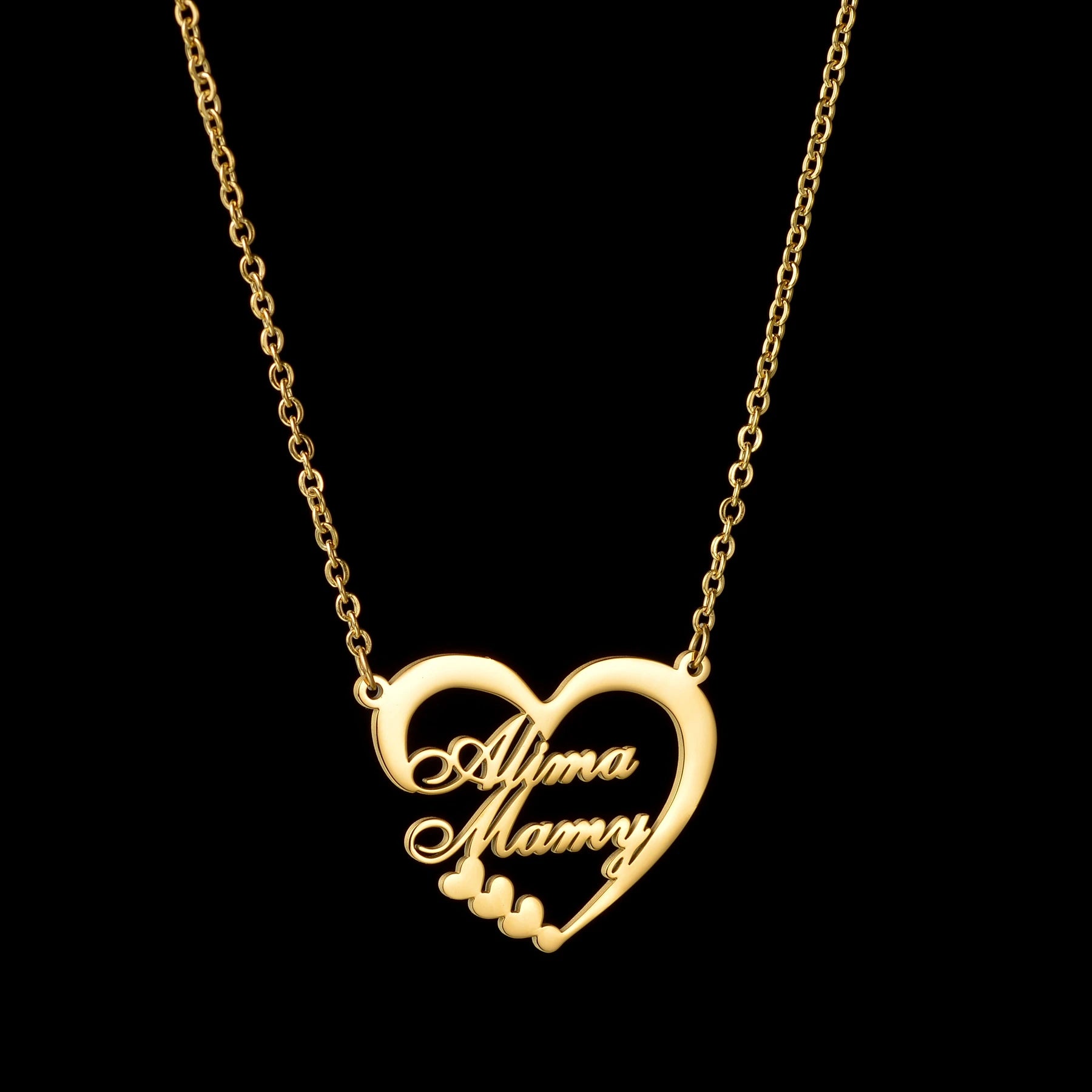 Atoztide Personalized Custom 2 Names Pendant Necklace for Women Stainless Steel Stone Heart Fashion Christmas Jewelry Gift