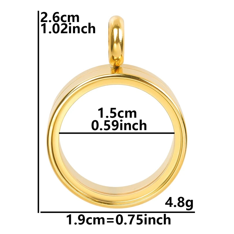 1Pc Stainless Steel Round Reliquary Photo Coin Holder Locket Pendant Openable Glass Cremation Urn Relicario Colgantes Jewelry