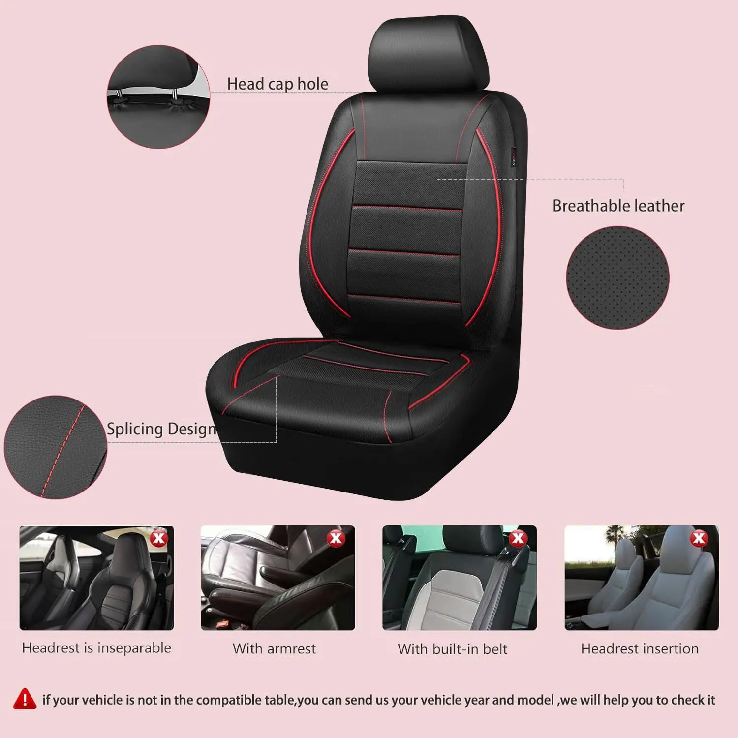 Universal Leather Car Seat Covers Simple Style Breathable  5 Seat Car Seat Cover