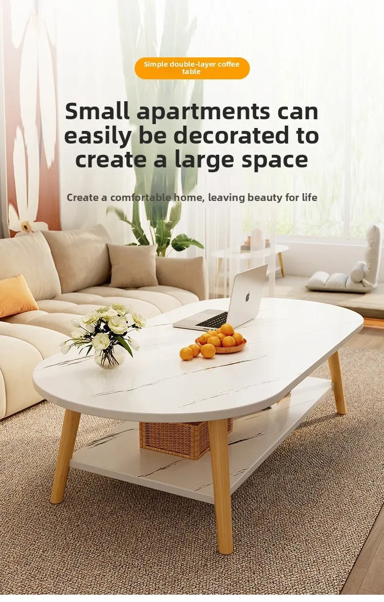 Coffee Table Living Room Small Apartment Multi-functional Small Tea Table Nordic Simple Homestay Double-layer Small Table