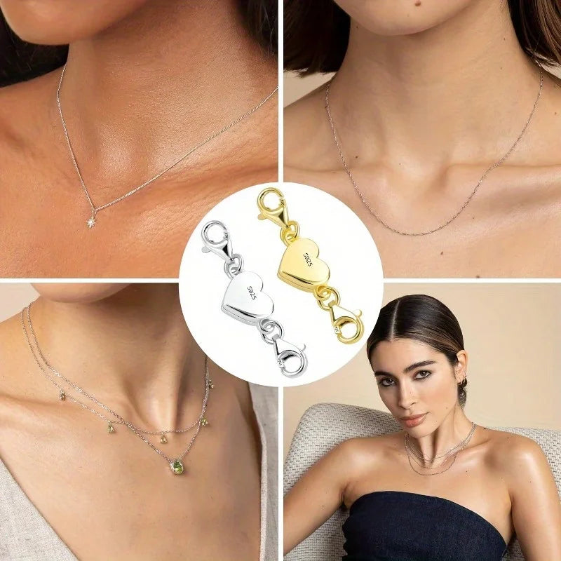 1pc Heart Magnetic Jewelry Connector Clasp Magnetic Necklace Clasp and Closure Double Chain Necklace Lobster Clasp