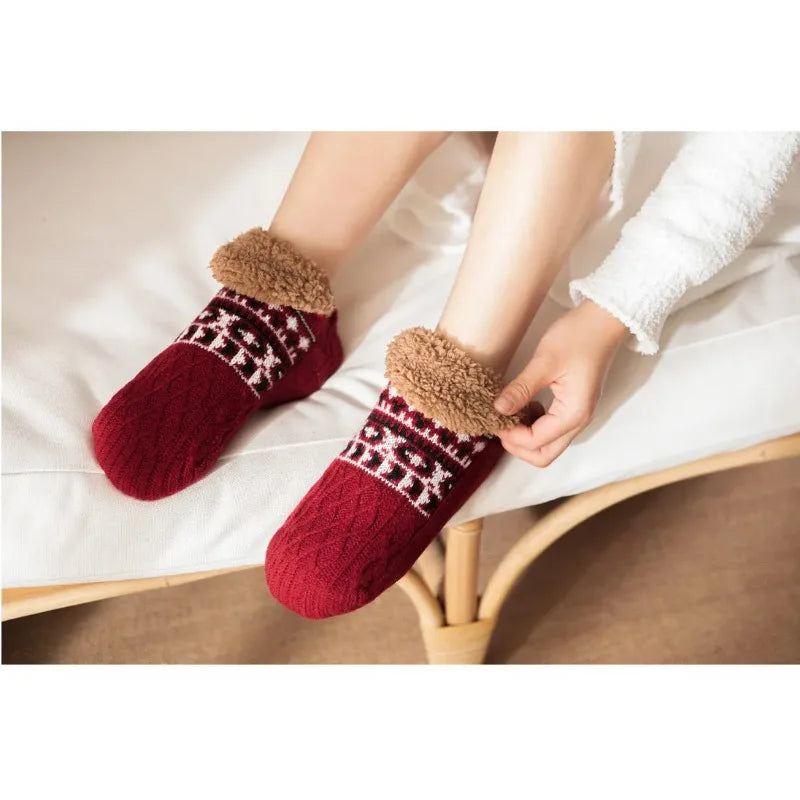Super Warm Winter Non-slip Floor Socks Women Men Snow Socks Sleep Carpet Socks Slippers Socks Women Velvet Boot Unsiex Home Wear