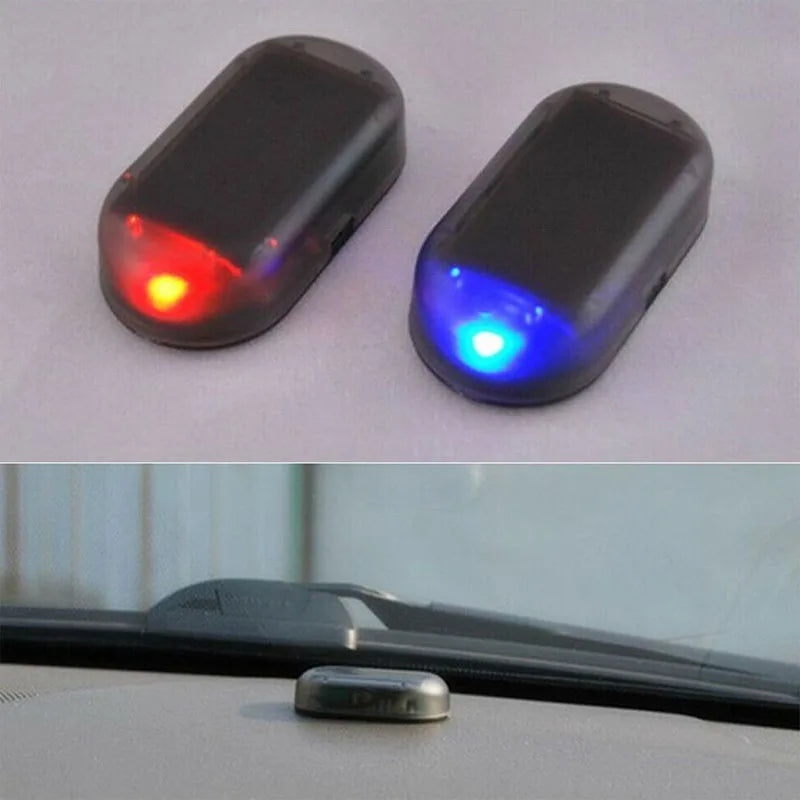 1/2Pcs Car Fake Security Light Solar Powered Simulated Dummy Alarm Wireless Warning Lamp LED Flashing Anti Theft Caution Lamp