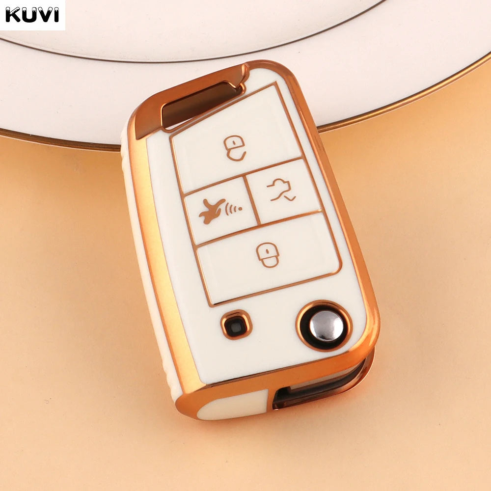 3 4 Buttons Car Key Case Cover Fob For VW Volkswagen Golf 7 MK7 Tiguan MK2 For SEAT Ateca Leon FR 2 Ibiza For Skoda Octavia A7
