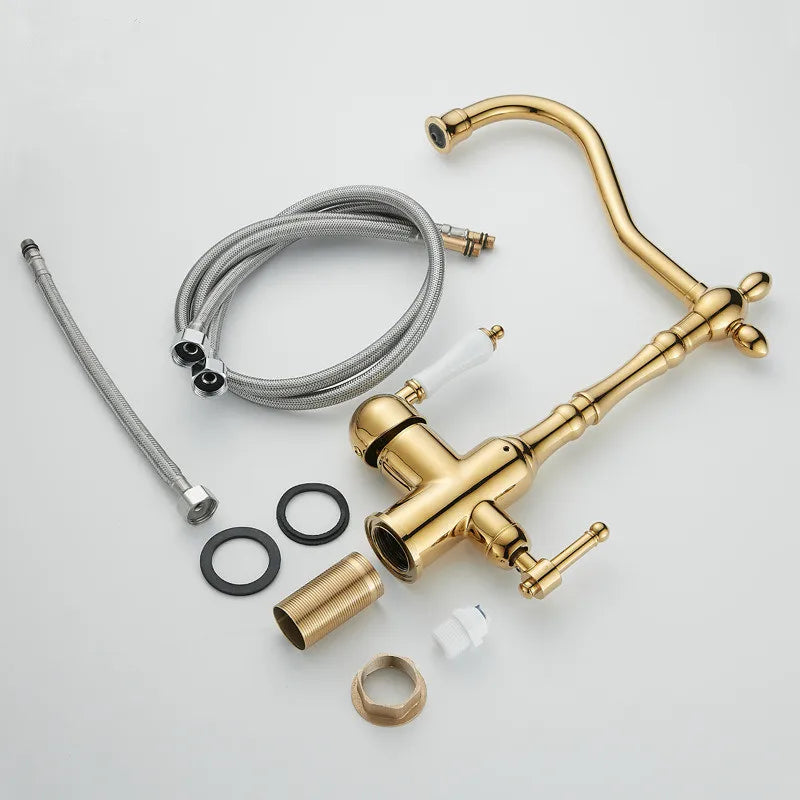 Antique Waterfilter Tap Kitchen Faucet Gold Mixer Drinking Kitchen Purify Faucet Kitchen Sink Tap Water Tap Crane For Kitchen