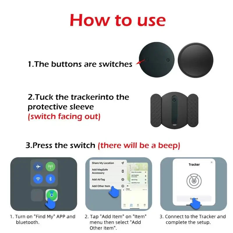 Smart GPS Locator Pet Wallet Suitcase Car Global Positioning Tracking Elderly Kids Anti Getting Lost Finder For iPhone Find My